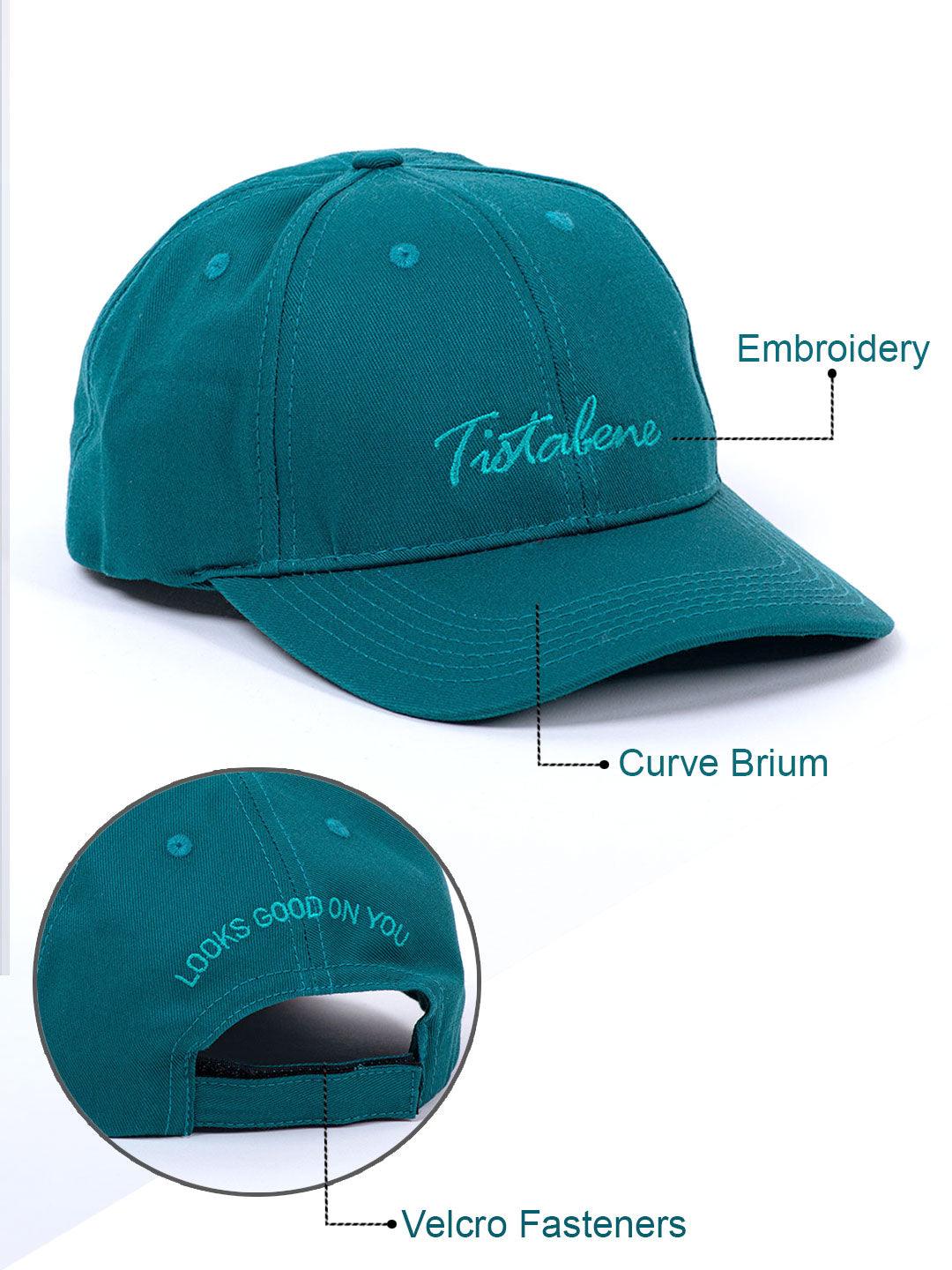 Tistabene Embroidered Teal Blue Free Size Unisex Baseball Caps - Tistabene