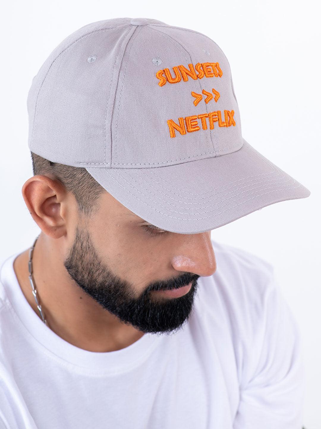 Sunsets Over Netflix Light Grey Free Size Unisex Baseball Caps - Tistabene