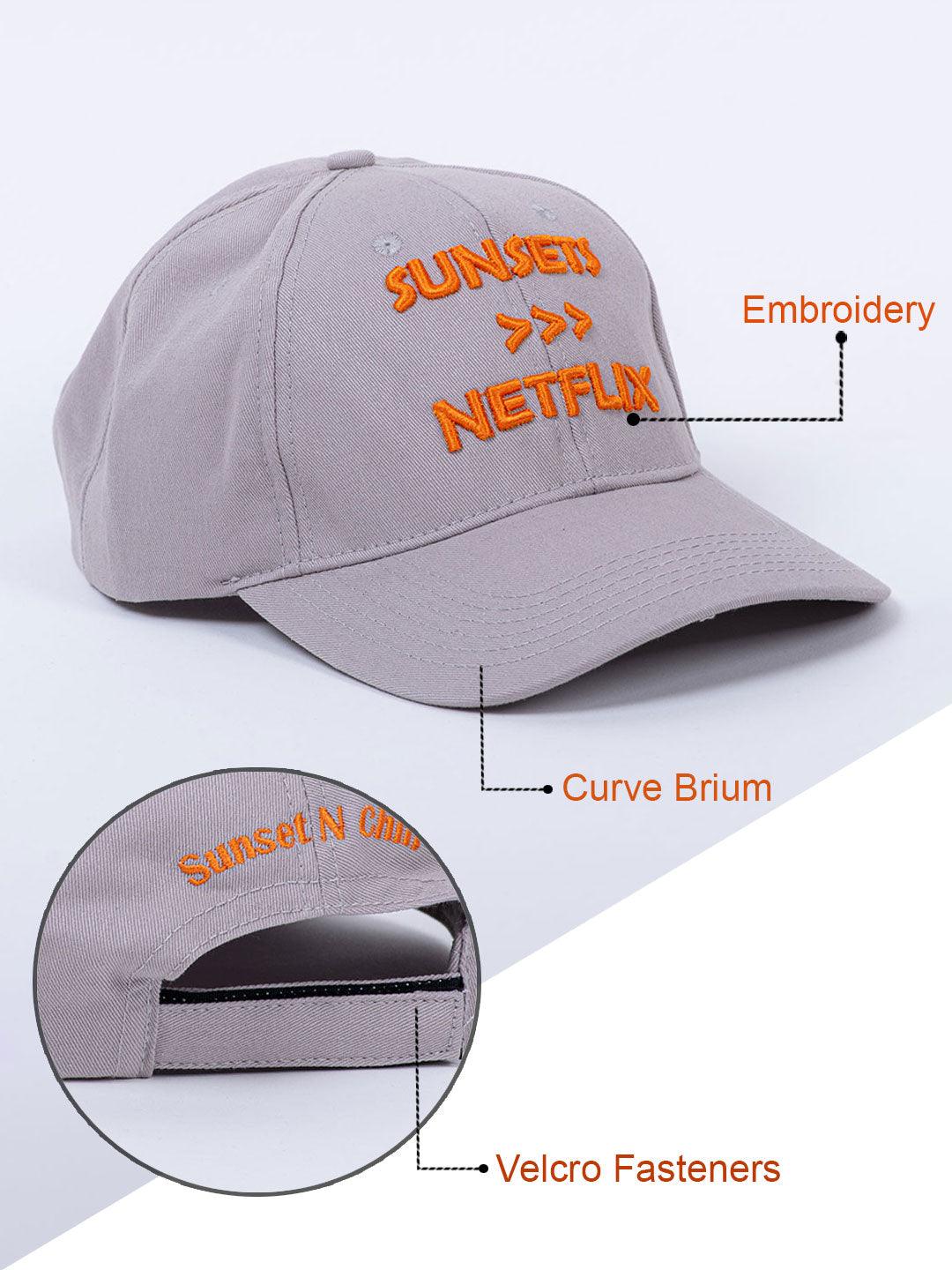 Sunsets Over Netflix Light Grey Free Size Unisex Baseball Caps - Tistabene