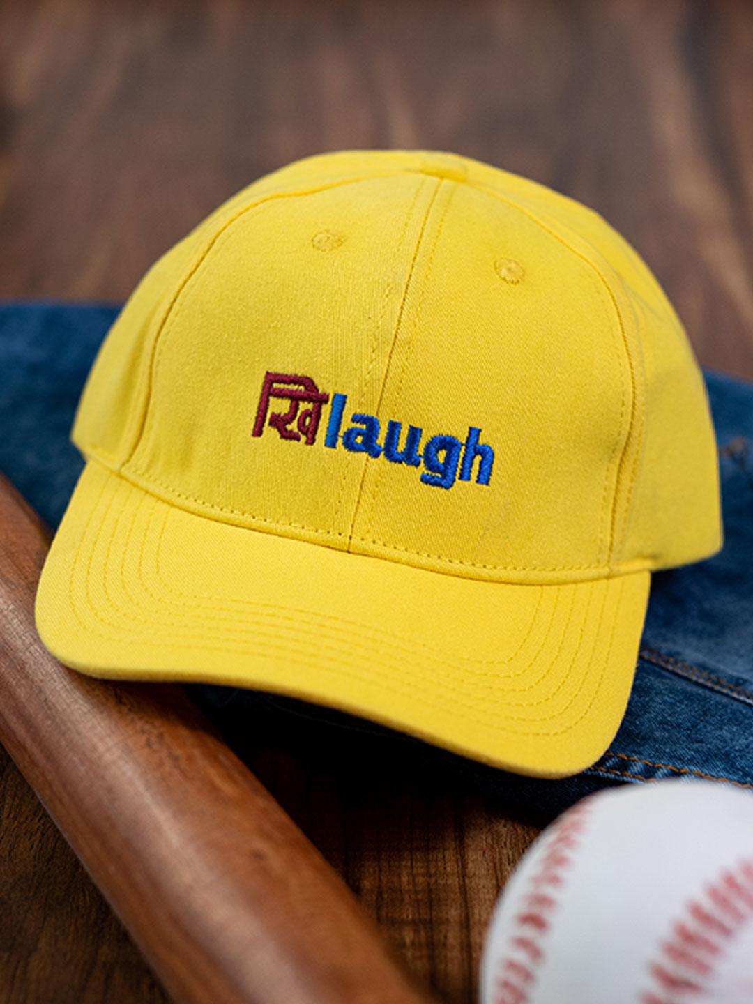 Yellow Embroidered Logo Baseball Cap|258378518