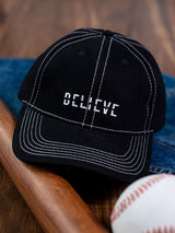 Believe Embroidered Black Free Size Unisex Baseball Caps - Tistabene