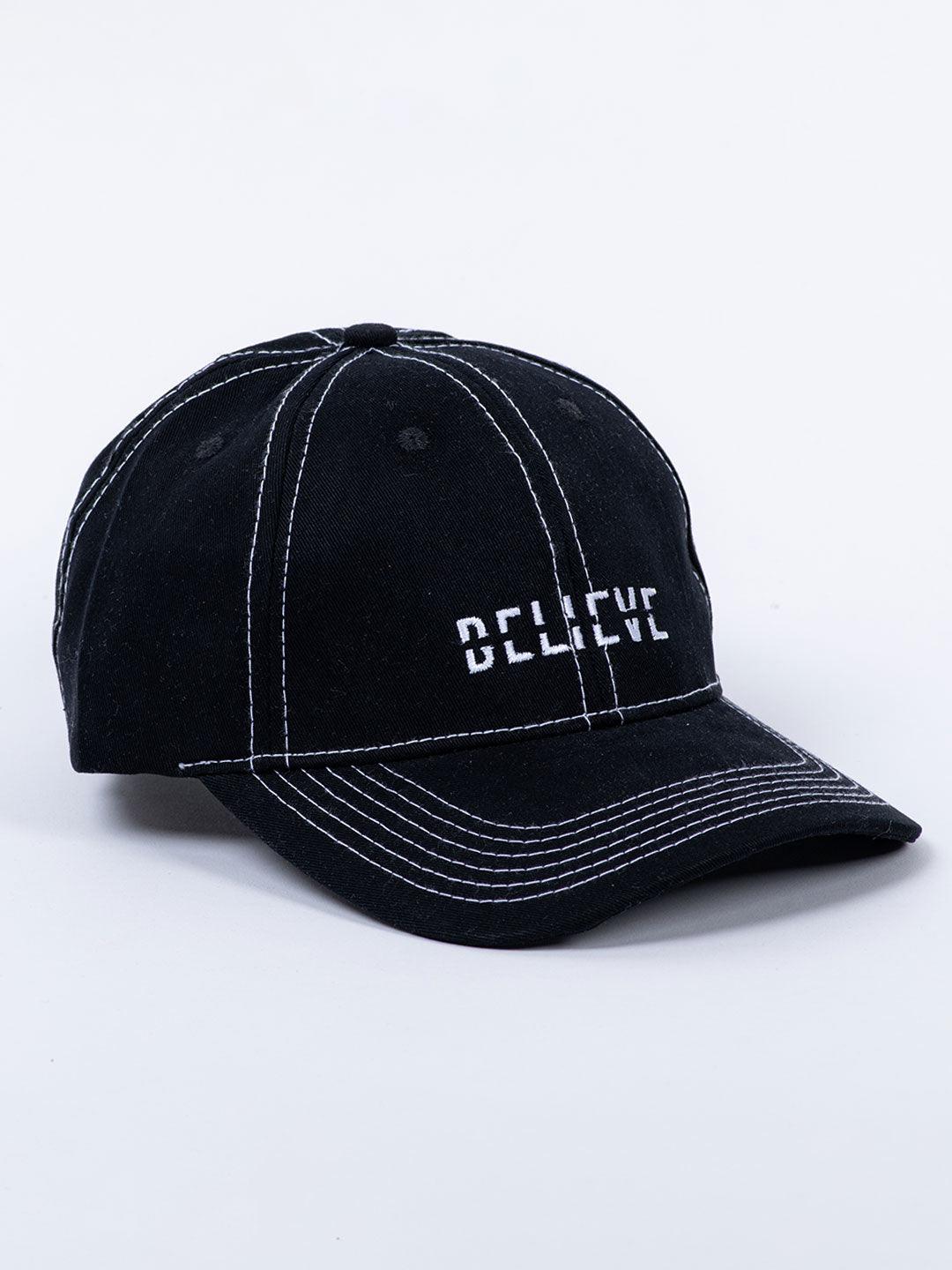 Believe Embroidered Black Free Size Unisex Baseball Caps - Tistabene