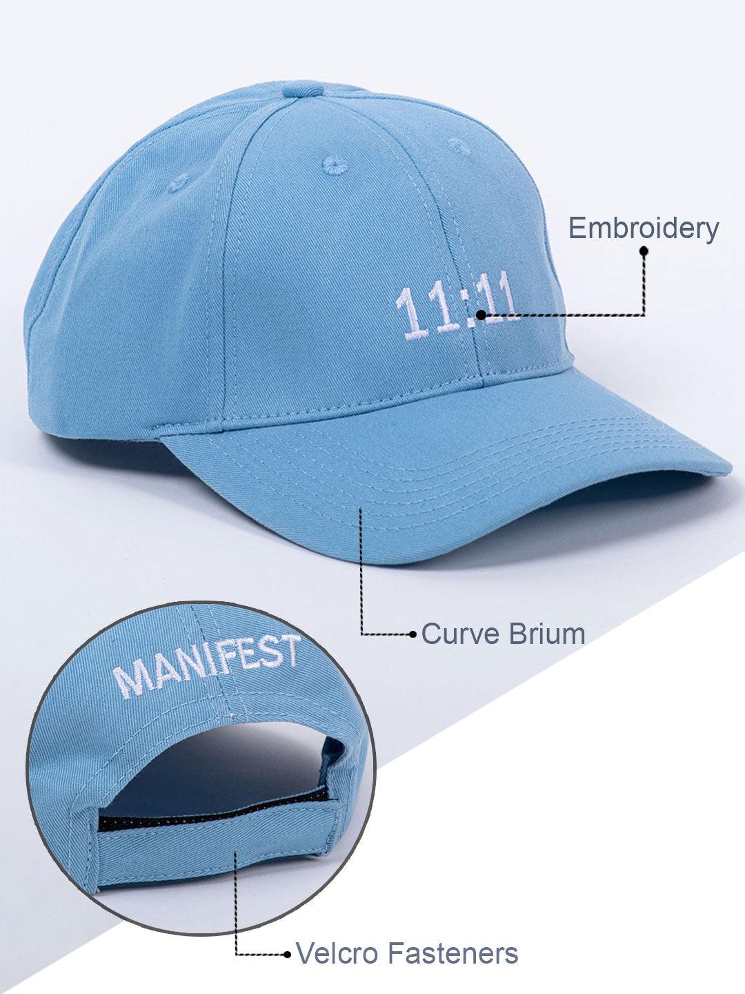 11:11 Embroidered Pale Blue Free Size Unisex Baseball Caps - Tistabene