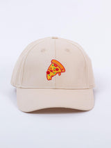 Pizza Slice Embroidered Off-White Free Size Unisex Baseball Caps - Tistabene