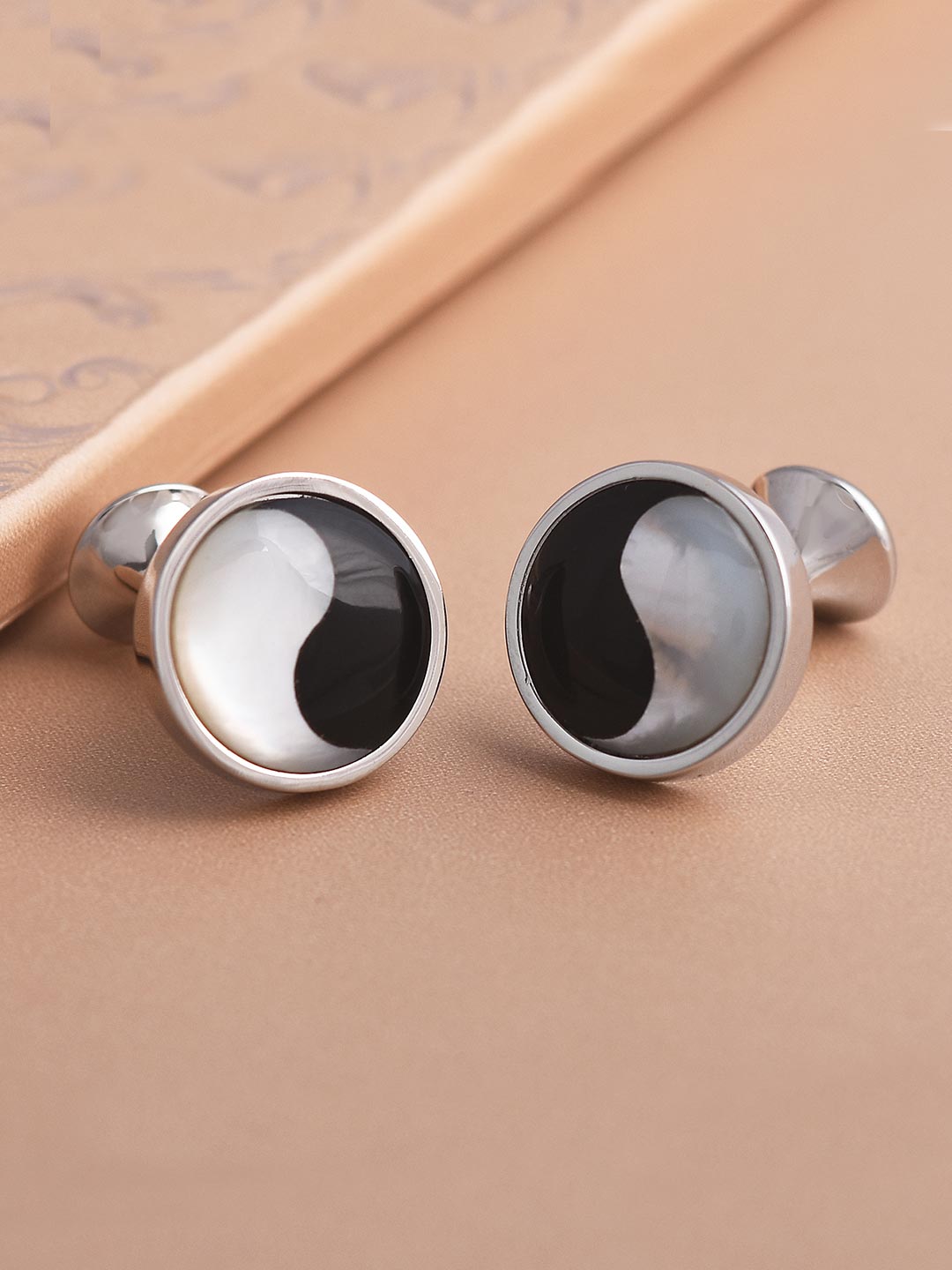 Classic Black and White Metallic Office Wear Cufflink