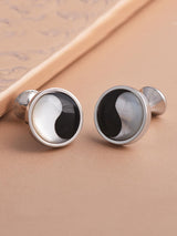 Classic Black and White Metallic Office Wear Cufflink