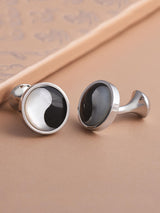 Classic Black and White Metallic Office Wear Cufflink