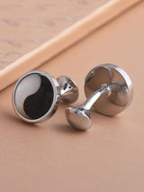 Classic Black and White Metallic Office Wear Cufflink