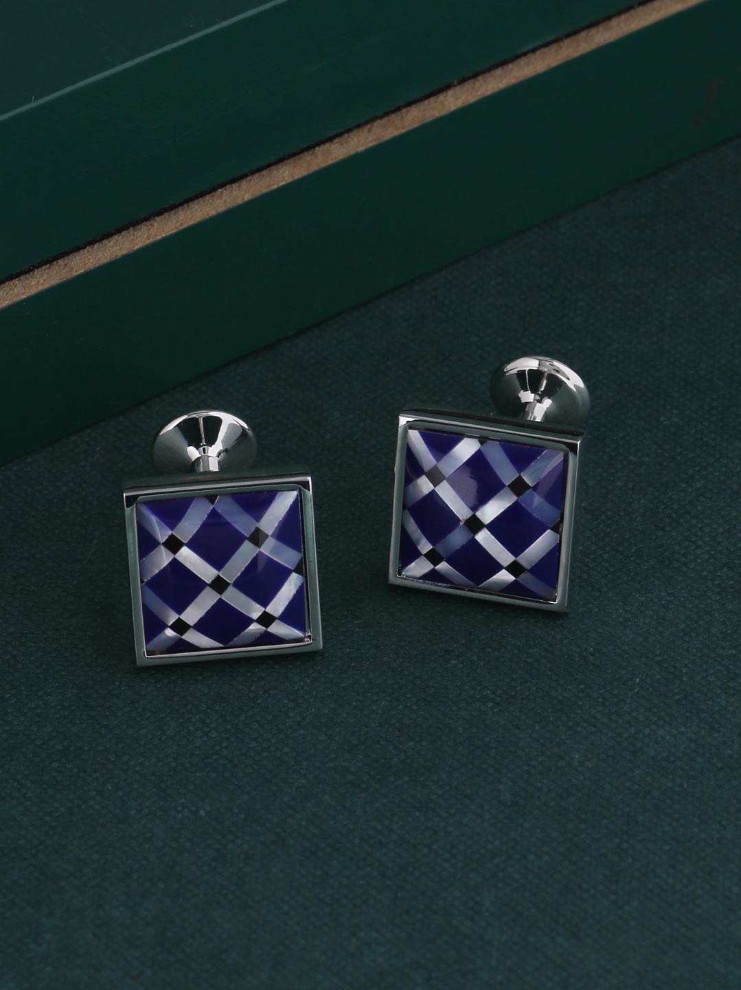 Blue and Mother of Pearl Geometric Cufflink