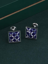 Blue and Mother of Pearl Geometric Cufflink