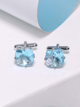 Sky Blue Color Stones Bullet Back Cufflink