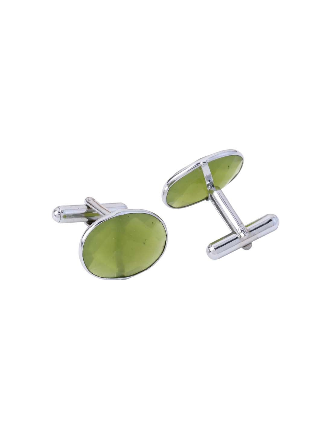 Green Color Stones  Classic  Bullet Back Cufflink