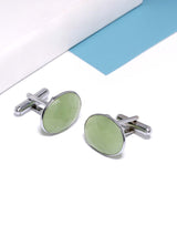 Green Colored Stones Bullet Back Cufflink