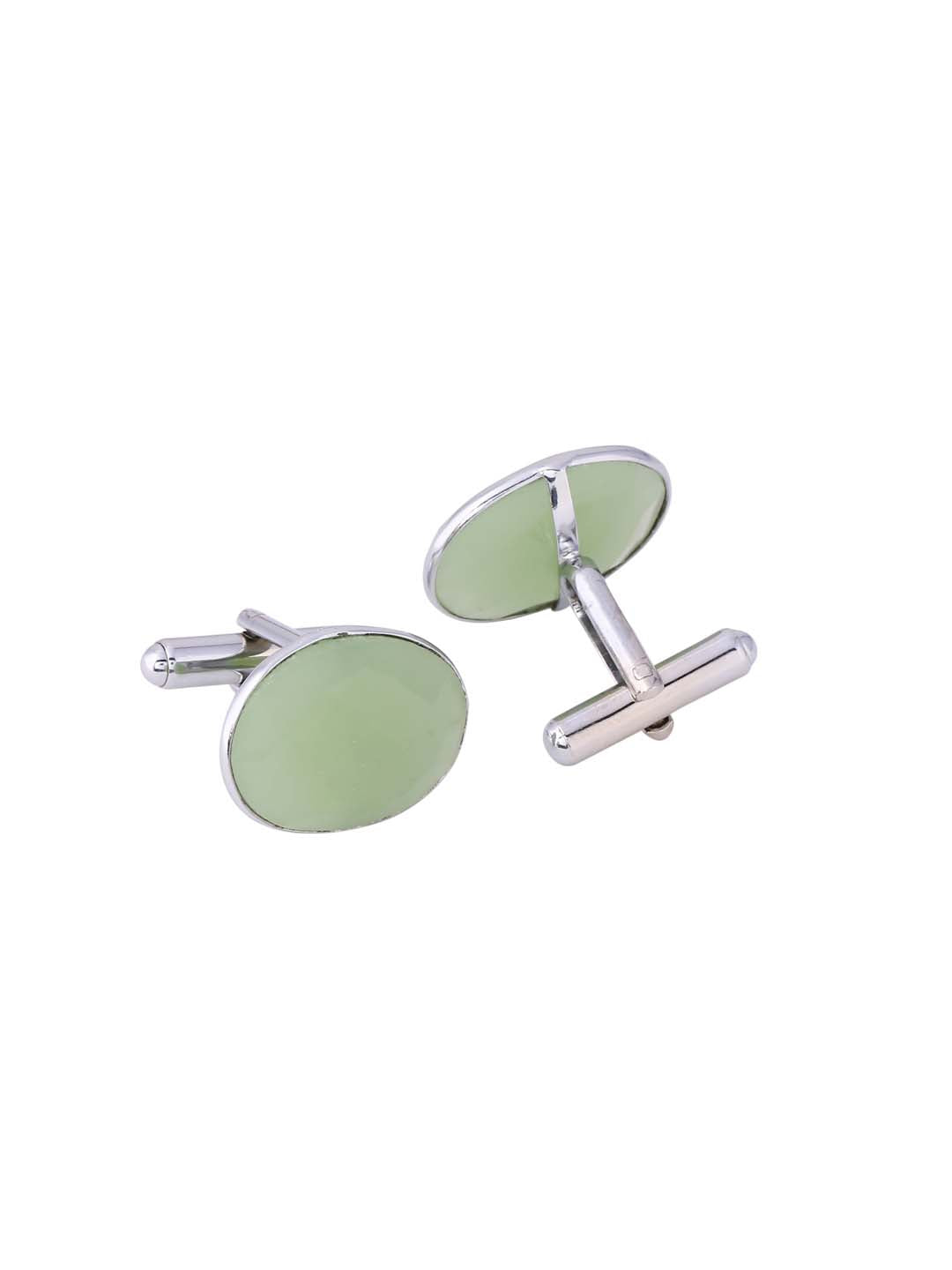 Green Colored Stones Bullet Back Cufflink