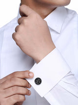 Enameled Corporate Bullet Back Black Cufflink