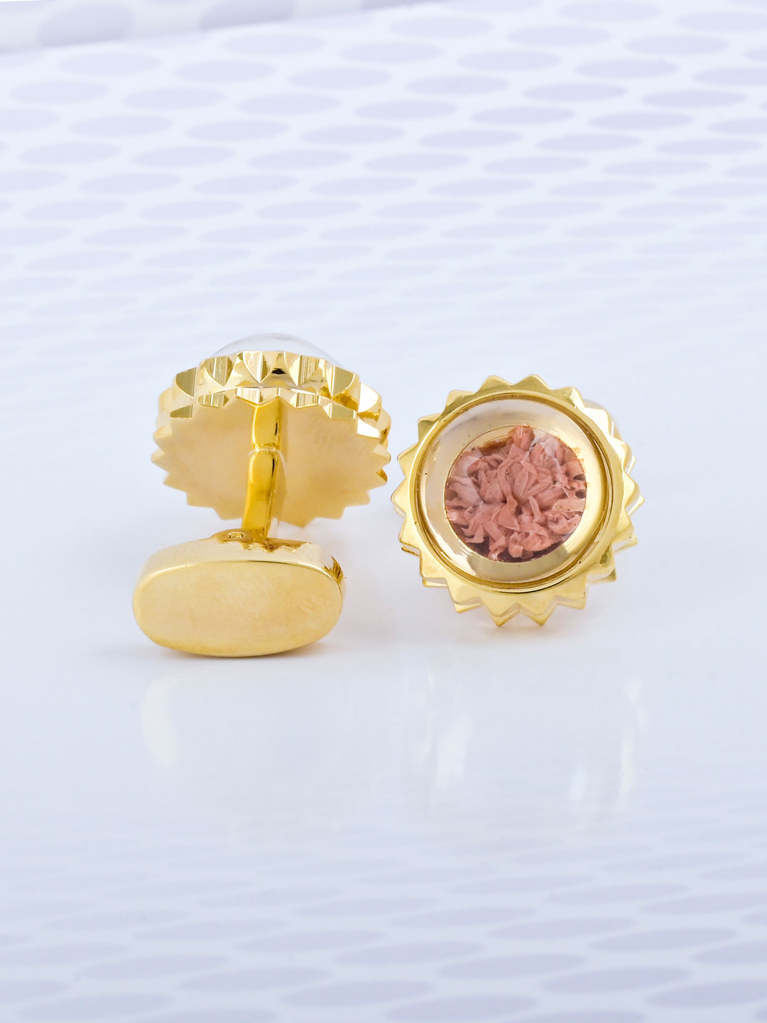 Gold Tone Flower Embossed Cufflinks