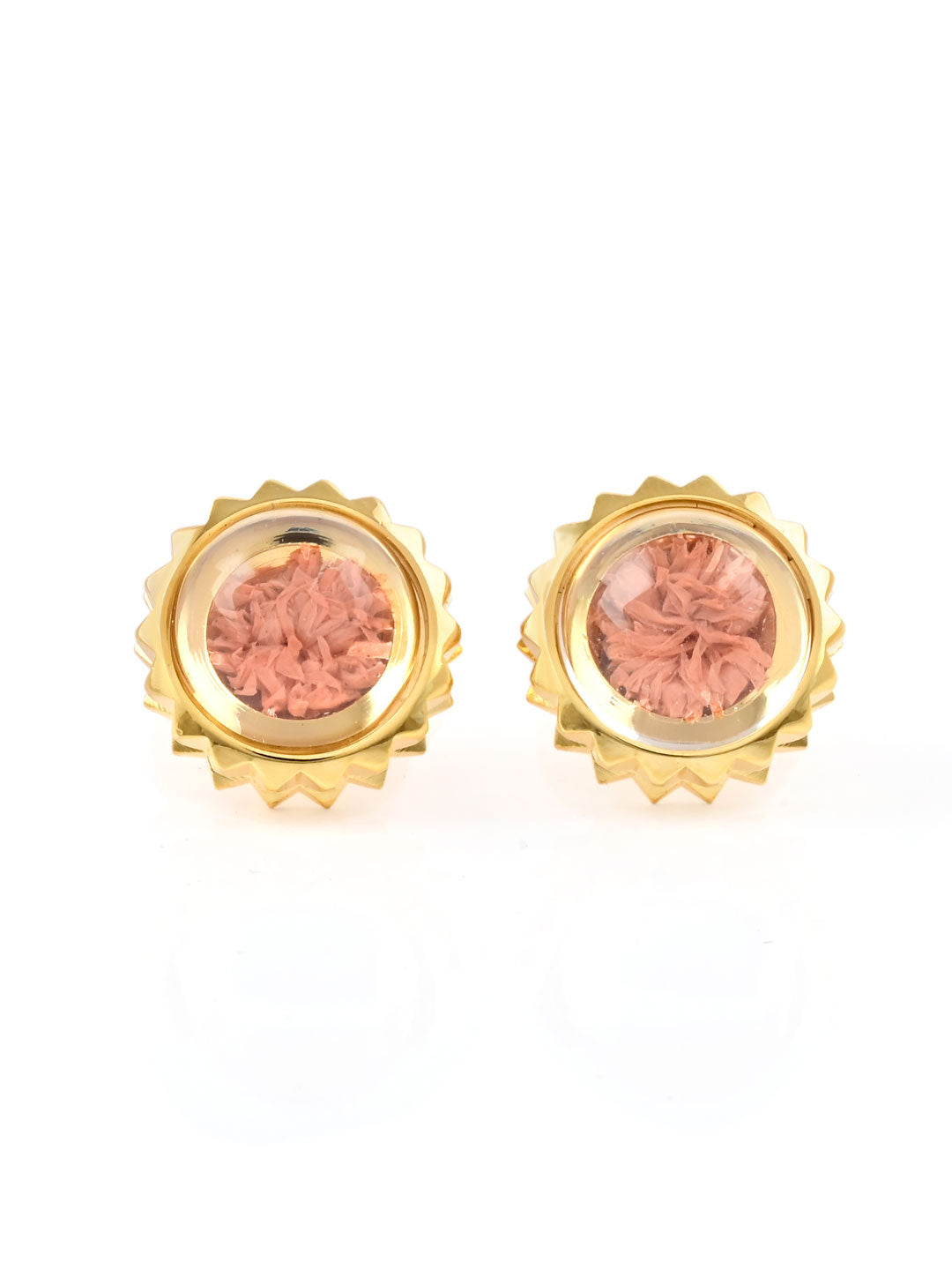 Gold Tone Flower Embossed Cufflinks