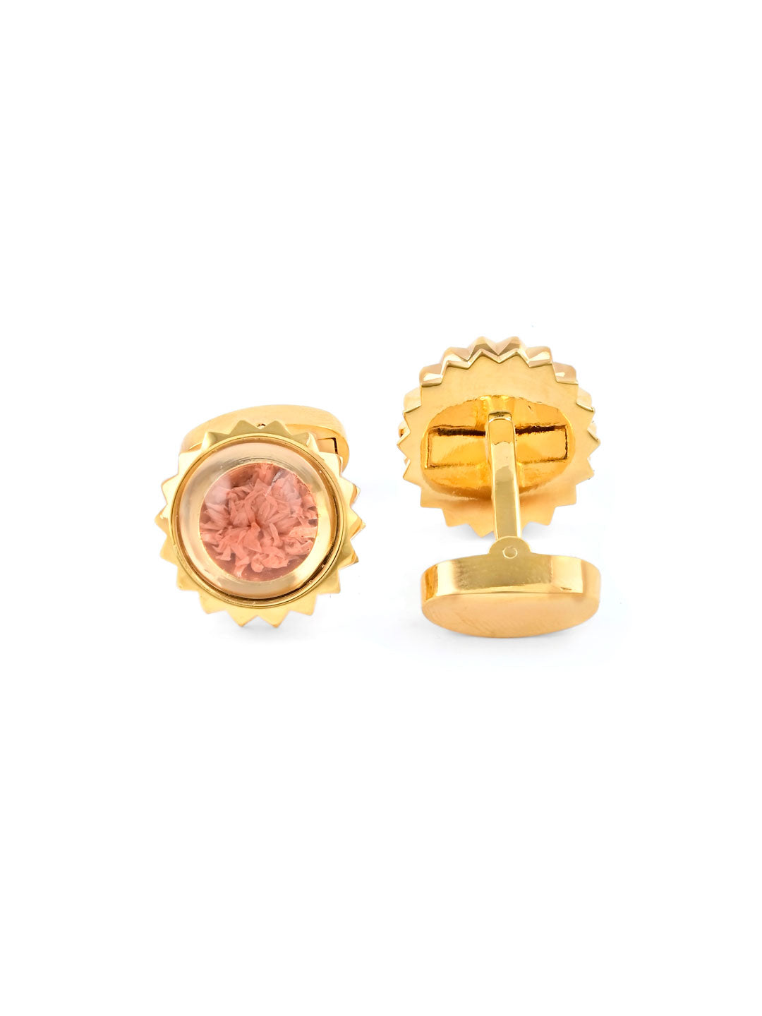 Gold Tone Flower Embossed Cufflinks