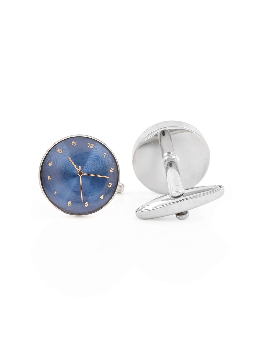 Clock Enamelled Silver Plated Cufflinks