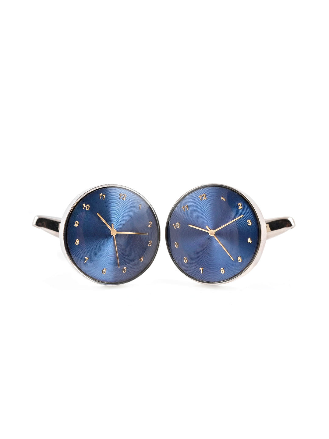 Clock Enamelled Silver Plated Cufflinks