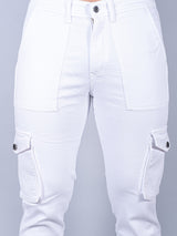 Solid White Mens Cargo Pants