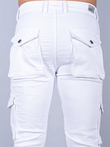 Solid White Mens Cargo Pants