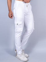 Solid White Mens Cargo Pants