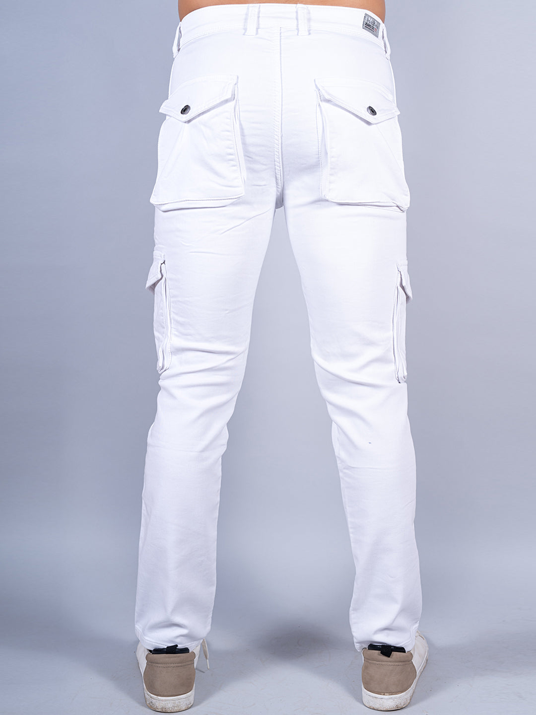 Solid White Mens Cargo Pants