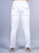 Solid White Mens Cargo Pants