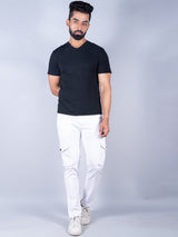 Solid White Mens Cargo Pants