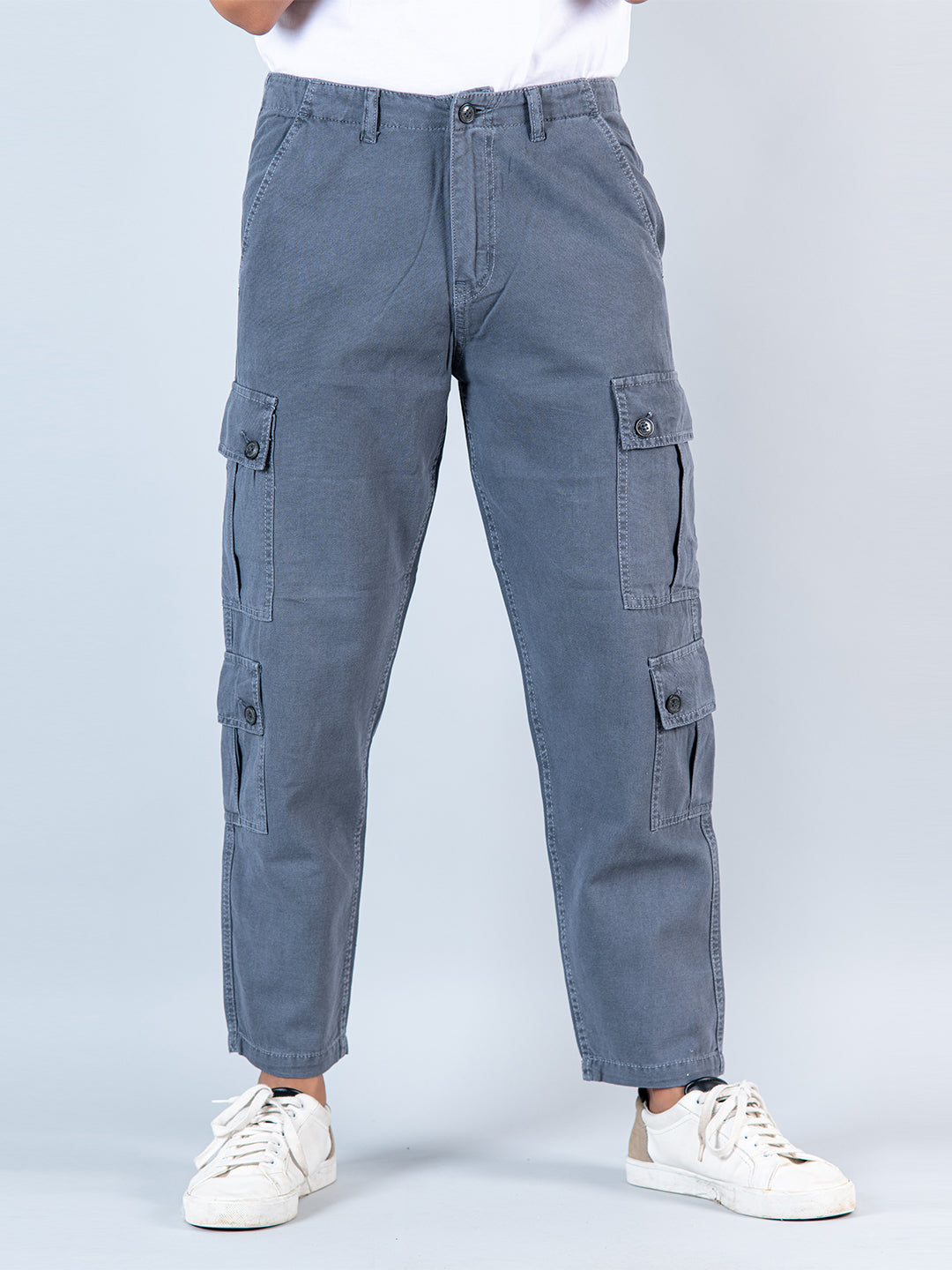 Grey Matty Linen Non Lycra Mens Cargo Pants