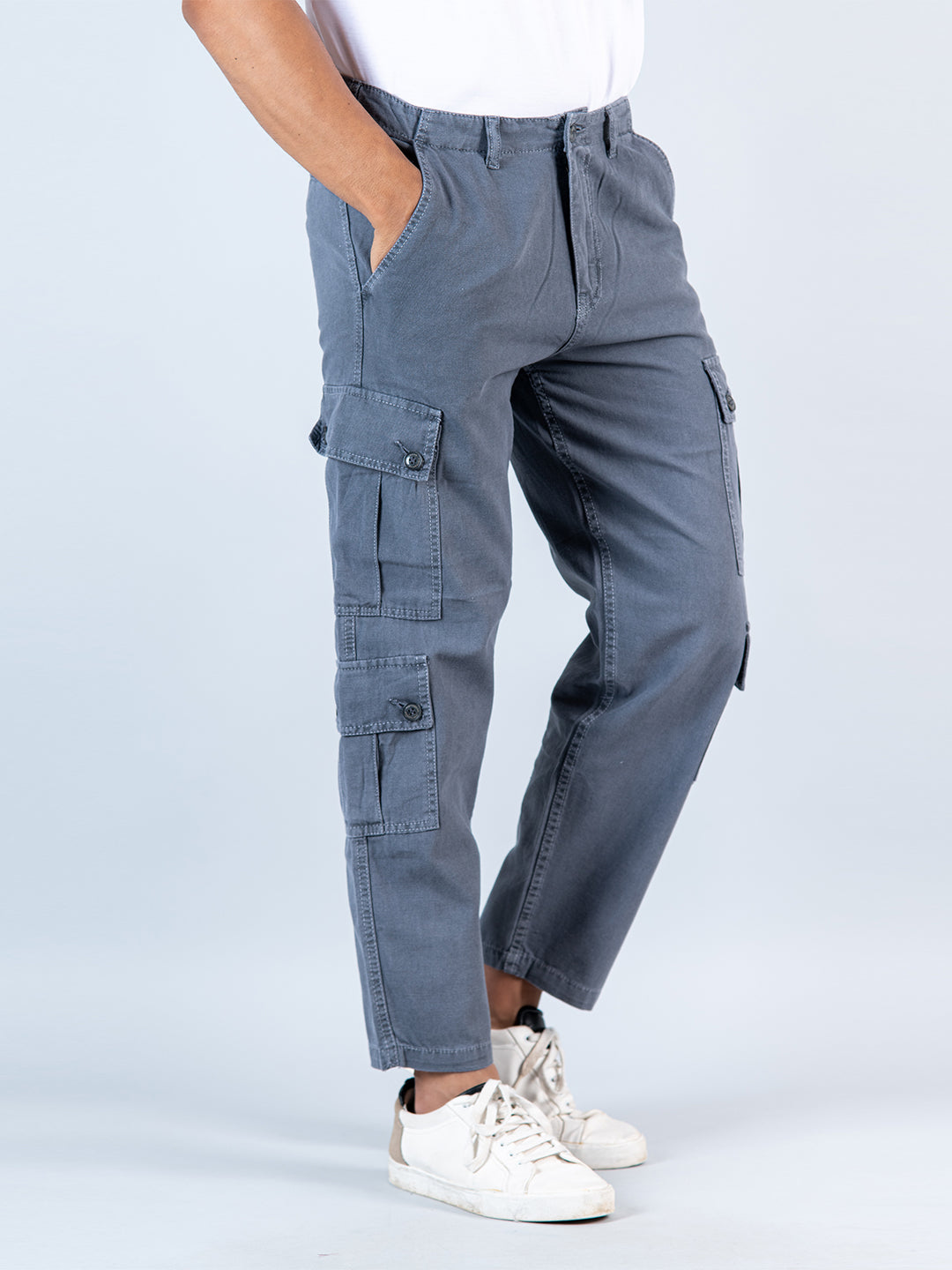 Grey Matty Linen Non Lycra Mens Cargo Pants