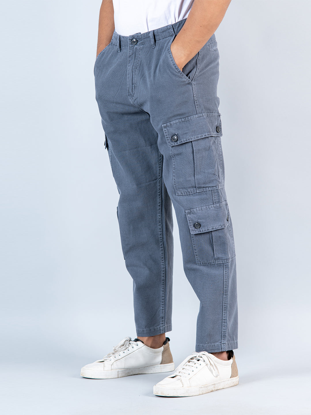 Grey Matty Linen Non Lycra Mens Cargo Pants