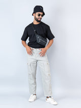 light pista green baggy fit linen cargo pants 