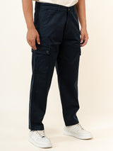 Navy Blue Baggy Fit Chinos Cotton Cargo Pants