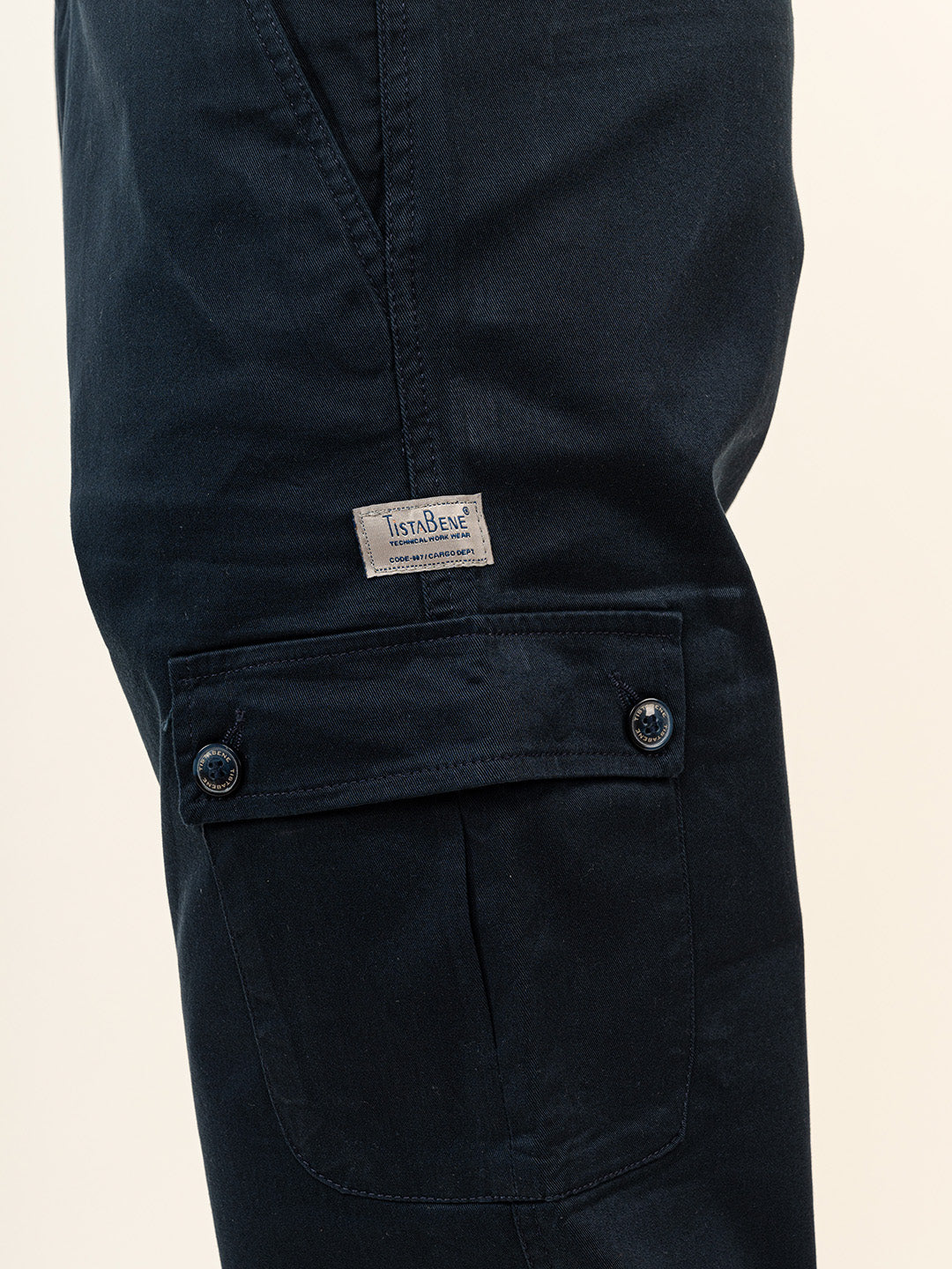 Navy Blue Baggy Fit Chinos Cotton Cargo Pants