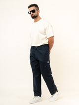 Navy Blue Baggy Fit Chinos Cotton Cargo Pants