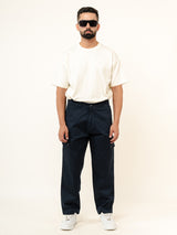 Navy Blue Baggy Fit Chinos Cotton Cargo Pants