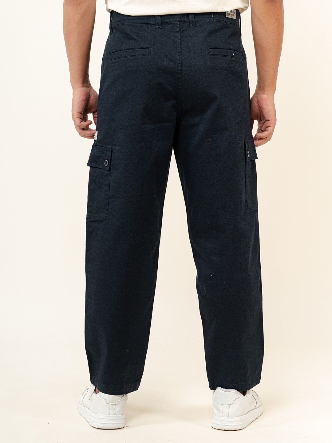 Navy Blue Baggy Fit Chinos Cotton Cargo Pants