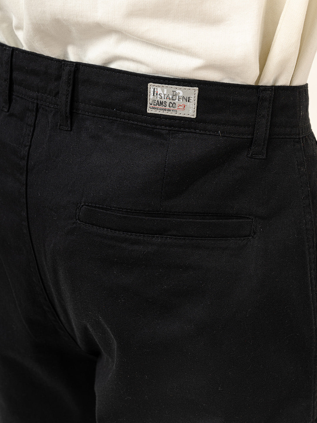 Black Baggy Fit Chinos Cotton Cargo Pants