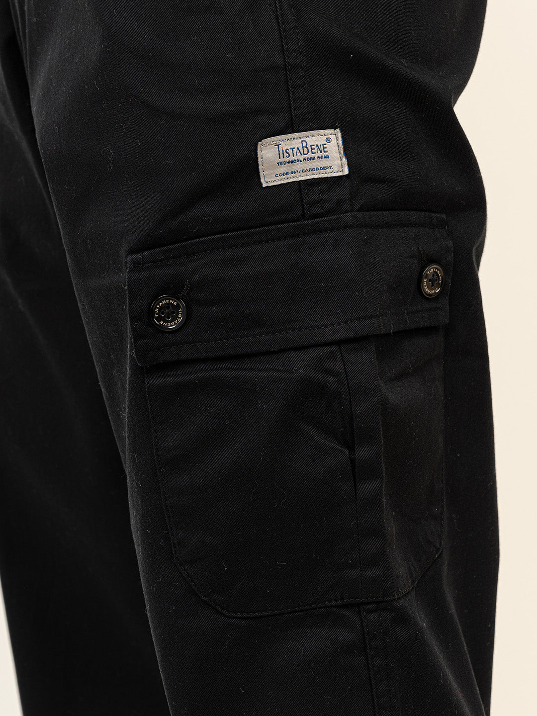 Black Baggy Fit Chinos Cotton Cargo Pants