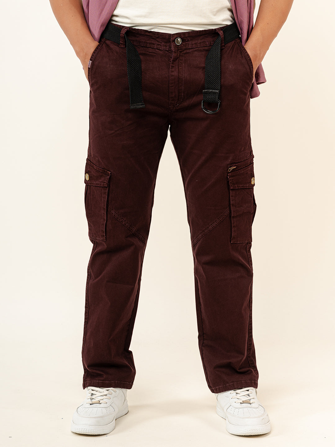 Ruby Wine Gap Twill Cotton Cargo Pants