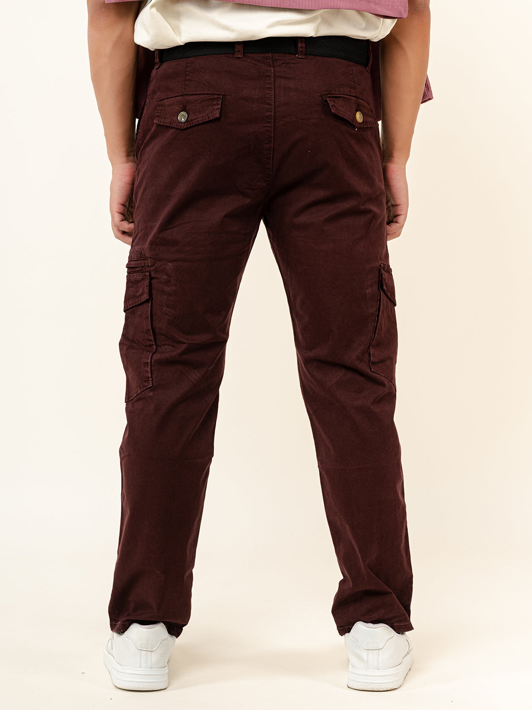 Ruby Wine Gap Twill Cotton Cargo Pants