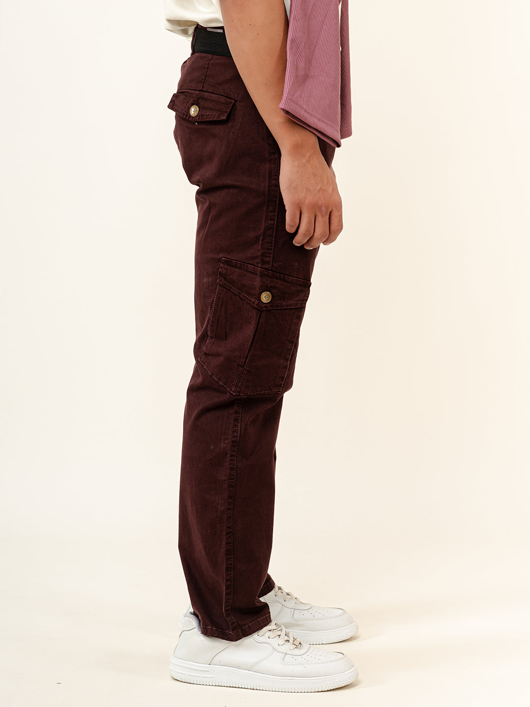 Ruby Wine Gap Twill Cotton Cargo Pants