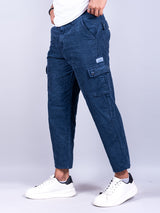 Blue Baggy Fit Corduroy Cargo Pants