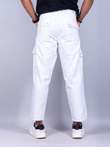 Midnight White Baggy Fit Corduroy Cargo Pants