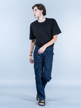 Dark Blue Straight Fit Cargo Pants