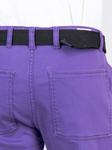 Purple Flared Straight Fit Cargo Pants