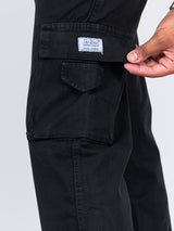 Black Flared Straight Fit Cargo Pants