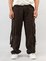 Coffee Drill Relaxed Fit Cargo Pants for Men